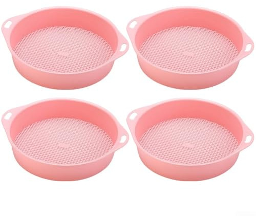 Juego de tamices de jardín portátiles, 4 tamices de tierra con agujeros de 3 mm para tareas efectivas de filtración y plantación de compostaje (rosa)