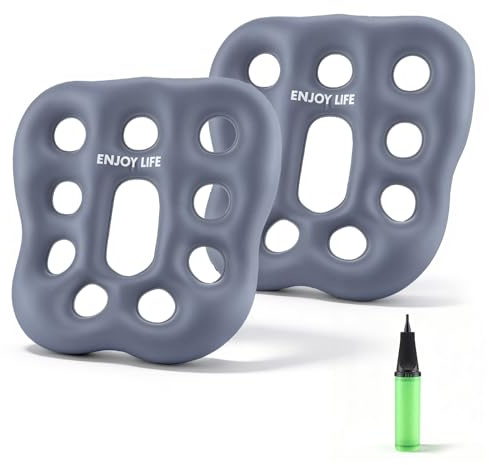 Eirolace Cojín de asiento hinchable de 40 x 40 cm, para exteriores, con 9 orificios de ventilación y cavidad, cojín de hemorroides para camping, avión, oficina, ultraligero, 150 g, incluye bomba