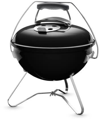 Weber Smokey Joe Premium Holzkohlegrill, Ø 37cm Grillfläche, portabeler BBQ Grill mit praktischem Tragebügel, porzellanemaillierten Deckel & Kessel - Schwarz (1121004)