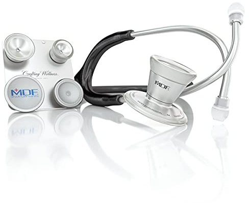 MDF Instruments, ProCardial C3 Stetoscopio cardiologico della in acciaio inox, con due superfici, con testina convertibile per adulti, bambini e lattanti - Nero (MDF797CC-11)