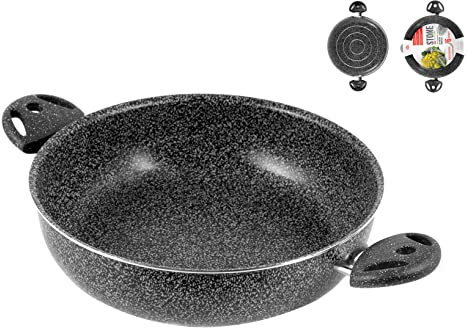 Home Stone Pfanne Antihaftbeschichtet mit 2 Griffen, Stein, Anthrazit, 24 cm