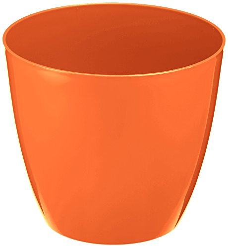 Plastkon Déco Pot Decorative Flower Pot Ella Brillant Diamètre 21 cm, Orange