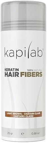Kapilab Streuhaar Hellbraun, Premium Haarpuder zur Haarverdichtung Haarfasern für Dünner Werdenes Haar Keratin Haarpulver Mehr Volumen Hair Fibers für Männer und Frauen - 25 gramm