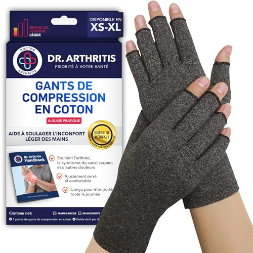 Guanti per Artrosi alle Mani Ideati da Medici – Tutore Tunnel Carpale per Alleviare Intorpidimento, Gonfiore e Infiammazioni – Guanti a Compressione e Senza Dita in Cotone (1 Paio, Taglia XS)