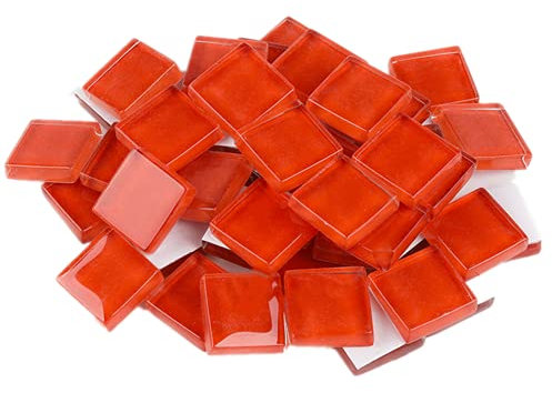 Glasmosaikfliesen Mosaiksteine 200g, Bulk-Quadrat Glassteine Glasfliesen, Glasstücke für Basteln, Haus Deko,1,5 x 1,5 cm(Rot)