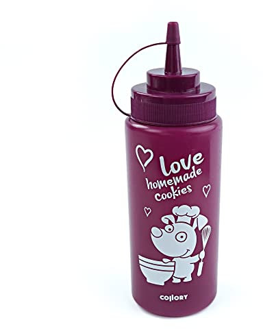Collory Quetschflasche 500ml, farbige Dosierflasche für Saucen, Dressing, Ketchup, Senf, Mayo und Flüssigteig, Gewürzflasche, extra soft