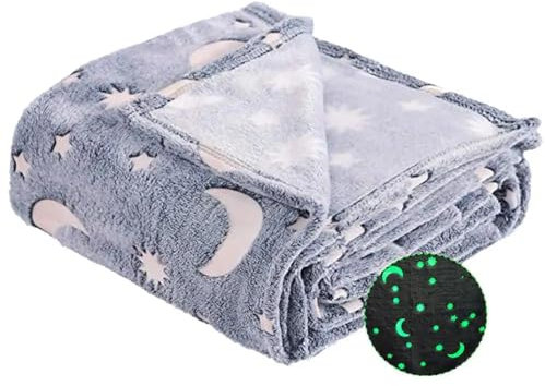 BAOJULONG Glow in The Dark Blanket, Cozy Soft Throw Blanket for Bed Couch Sofa, Luminous Blanket for Kids and Adults (29.5 x 39.3(75 x 100 cm))