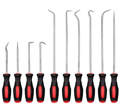 Z-oneMart 10pcs Pick and Hook Set, Precision Automotive Pick Set, Pick Tool Set Car Auto Oil Seal/O-Ring Seal Gasket Mini Precision Hooks Puller Remover Hook Hose Removal Set