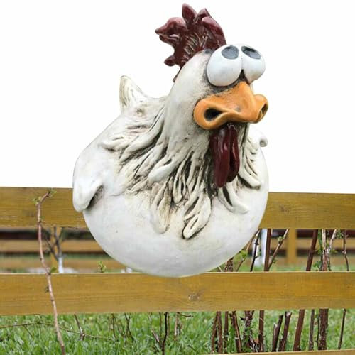 Décoration de jardin poulet - Clôture de poulet - Décoration de jardin - Poulet en résine - Décoration de jardin - Décoration de jardin - Piquets de pelouse - Poulet - Tabouret de clôture - Poule -