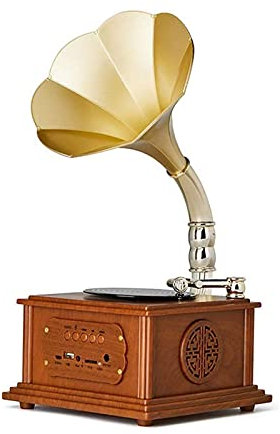 ROLTIN Tocadiscos Retro, gramófono, Mini Vintage Retro clásico gramófono fonógrafo Forma estéreo Altavoz Sistema de Sonido Caja de música