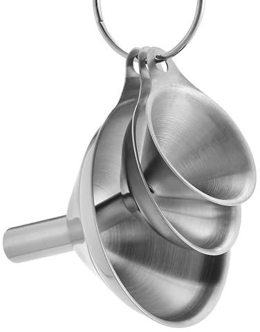 Set Di 3 Imbuti In Acciaio Inox, Imbuto in Acciaio Inossidabile, Imbuto da Cucina, Per Imbuto Piccolo Con Impilabile Manico Mini Imbuto Per Il Trasferimento Di Liquidi Spezie E Polveri.