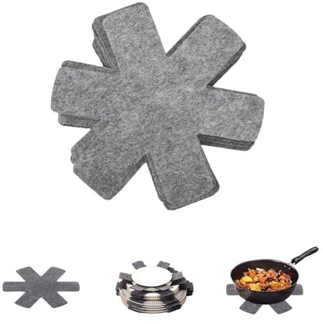SNZ Proteggi Pentole in Feltro 10 Pezzi - Sottopentola Antiscivolo 26cm per Padelle, Pentole e Stoviglie - Salvapadelle per Proteggere Mobili e Prolungare la Vita Utile - Grigio
