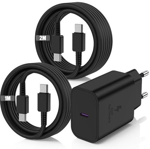 45W USB C Ladegerät Schnellladegerät für Samsung Galaxy S25 S24 S23 S22 S21 Ultra,Usb C Schnellladekabel 1M+2M mit Netzteil Ladegerät Adapter Fast Charger für S10 S9 S8 A55 A54 A53 5g/Tab S8/iPhone 16