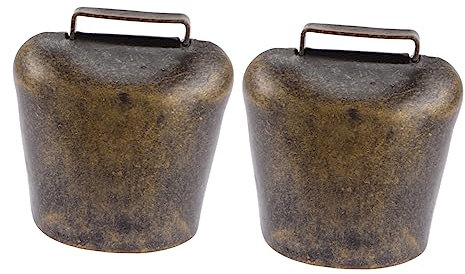 Toddmomy Campanelli Per Bovini in Ferro Zincato, Set 2 Pezzi, Campanacci Leggeri e Resistenti Placcatura Liscia, Per Bestiame, Prevenzione Smarrimento Animali