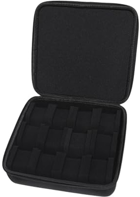 Oshhni Estuche para guardar relojes de hombre, 12 compartimentos, portátil, 27 x 26 cm, multiusos, para uso personal, ligero, con asa de transporte y inserto