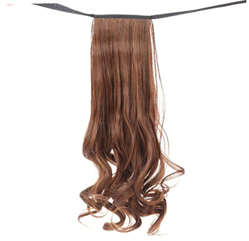 Mikikit Perruque Bouclée Femme avec Ruban et Cordon Extensions Cheveux Synthétiques Ondulés