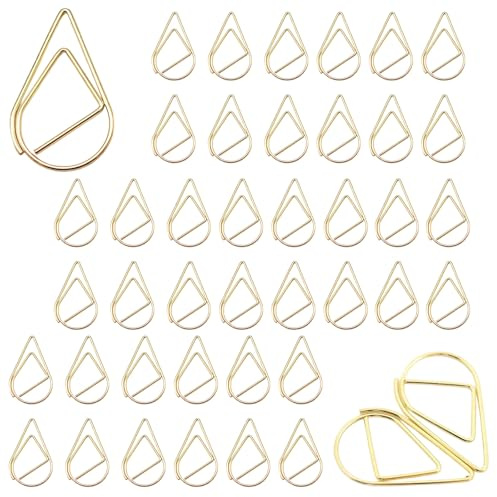 200 Pezzi Graffette Dorate Forma Di Goccia D'acqua Segnalibro Graffetta Clip Di Carta A Forma Di Goccia In Golden per Ufficio, Scuola, Libro