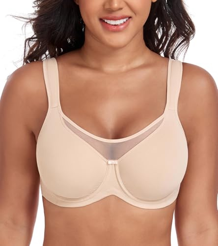 DotVol Women's Underwire Minimizer Plus Size U-Back Bra(Beige,40DD)