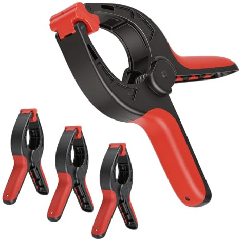 4 pinzas de resorte,bridas con amplio rango de sujeción,pinzas de sujeción,clips de fijación con mandíbulas rayadas y móviles para bricolaje, fotografía y trabajos de carpintería