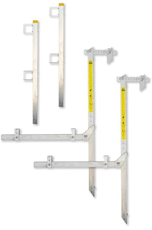 WallWalker 6 Foot Top Plate Hanging Scaffold with Guard Rail Posts (Pack of 2) Light Weight Aluminum Scaffolding Wall Walker Brand - OSHA Compliant