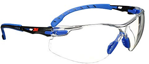 3M Safety Glasses for Men and Women, Solus 1000 Series, ANSI Z87, Scotchgard Anti-Fog, Clear Lens, Low Profile, Blue/Black Frame