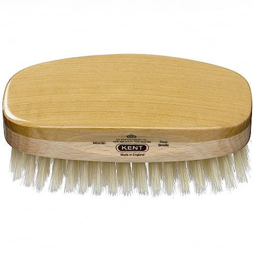 Kent Brushes MS23D Finest Satinwood Soft White Bristle Hairbrush - Rectangular Grooming Brush for Fine or Thinning Hair