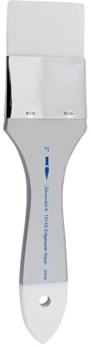 Silver Brush Limited 1514S -2 Silverwhite Edgewater Wash Paintbrush for Watercolor, Gouache, Inks, Dyes, Fluid, & Flow Acrylic, Size 2 Inches, Short Handle