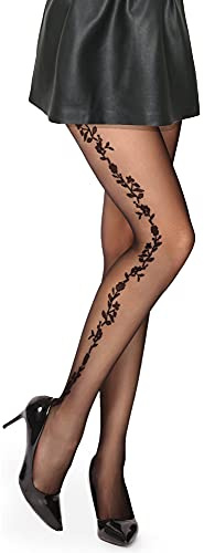 Merry Style Medias Finas Pantys con Estampado Lencería Sexy Mujer MS 284 20 DEN (Negro, M)
