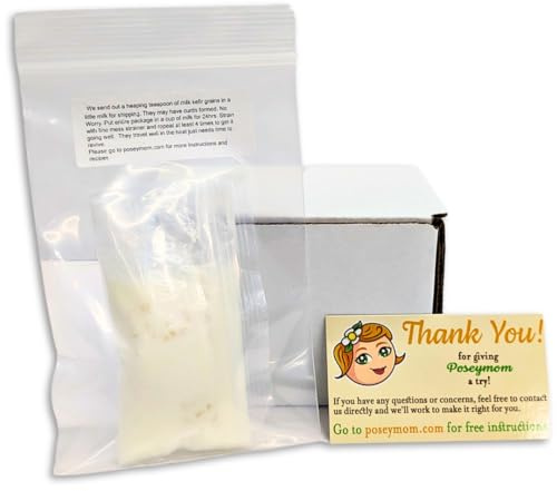 POSEYMOM Milk Kefir Grains | DIY Fermented Priobiotic Health Drink Starter Culture | 1 Heaping Teaspoon Fresh, Live Grains | Full & Easy Online Instructions | Makes One Cup Beverage