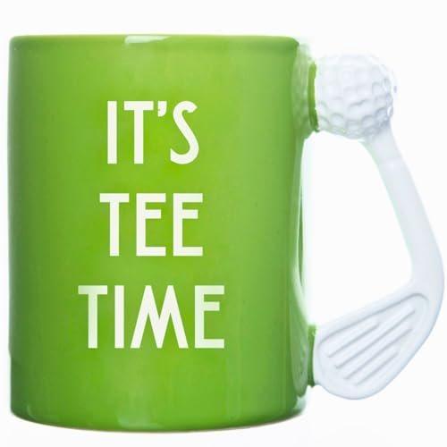 Boxer Gifts MU3045 It's Tee Time Novelty Golf Gift Mug | Unique Club Handle | Cool Birthday Christmas Golfing Gift for Him, Green