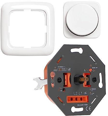 LED-Dimmer Universaldimmer 3-250W als Komplettset mit Busch-Jaeger Reflex-SI alpinweiss Phasenanschnitt und Phasenabschnitt