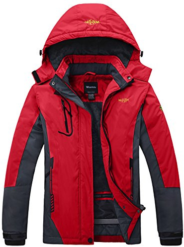 Wantdo Dam, berg, skidjacka, varm, vinter, fleece, kappa, vattentät, andas, regnrock, utomhus, huvor, vindjacka, jackor, röd, S