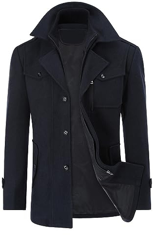 Rockar för Herr Casual Vinter Ullkappor Regular Fit Vinter kappa Ärtkappa för Vintern