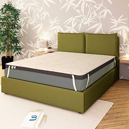 Baldiflex Emporio Topper Memory Foam Materasso Matrimoniale 160x190 cm H 10 cm con Rivestimento Bamboo