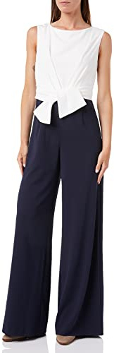 Vera Mont Damen Jumpsuit mit weitem Bein Dunkelblau/Weiß,48