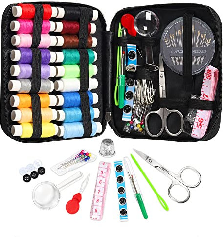 AUERVO 86PCS Nähset,Nähset Grundausstattung,Reisenähset,Einschließlich Schere,Nähgarn,Knöpfe,Maßband usw, Tragbares Mini Nähset für Erwachsene,Anfänger,Familien,Reisende