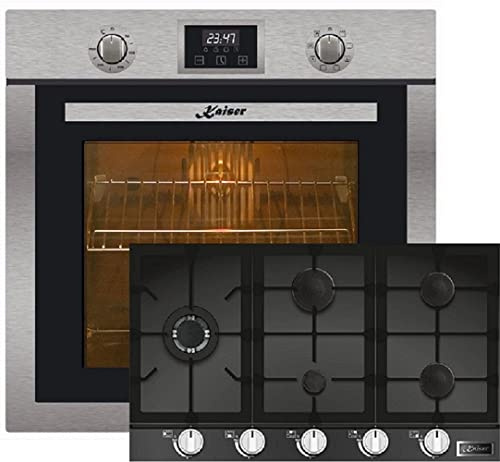 Kaiser Set de cuisinières à gaz EH 6323 + KCG 9387 - Autarque - Acier inoxydable - Autonettoyant - Tournebroche - 10 fonctions - 79 L + plaque de cuisson à gaz 90 cm