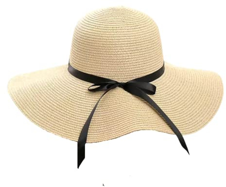 ZARCHE Women's Straw Hat Summer Beach Sun Hat Floppy & Foldable with Large Wide Brim & Bowknot Ribbon UPF50 (Beige)
