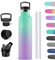 HoneyHolly Trinkflasche 1L, BPA-Frei, Edelstahl Trinkflasche, Thermosflasche, Auslaufsichere Isolierflasche Doppelwandig, Wasserflasche Edelstahl, mit Strohhalm, Trinkflasche Kohlensäure Geeignet