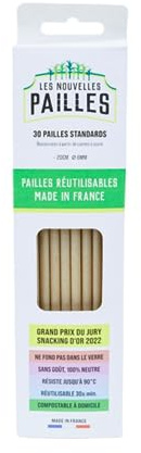 Cannuccia in canna da zucchero 100% biodegradabile, confezione da 30 – misura 20 cm ø6 cm – riutilizzabile, made in France, ideale per i vostri eventi, paglia riutilizzabile, compostabile, durevole