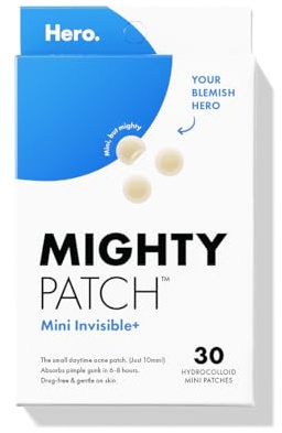 Mighty Patch Mini Invisible+ Patches - X-Small Daytime Hydrocolloid Acne Pimple Patches for Covering Zits & Blemishes, Blends Into Skin & Barely There (30 Count, 10mm Patch)