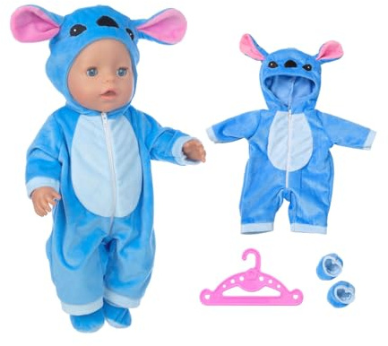 Abbigliamento per bambole per neonati, abbigliamento per bambole per neonati per bambole da 35-43 cm, set di vestiti per bambole, set di costumi per bambole per ragazzi e ragazze, accessori per