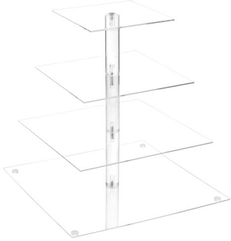 ZEONHEI Présentoir à cupcakes carré à 4 étages en acrylique transparent pour mariage, anniversaire, remise de diplôme, anniversaire de mariage, fête