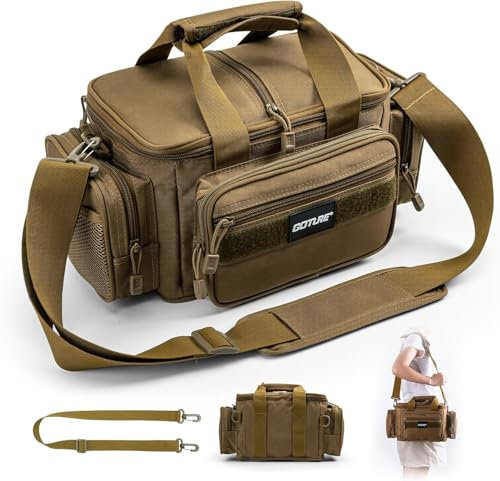 Goture Sac de pêche, Sac à bandoulière Souple 600D résistant à l'eau, Petit Sac de Rangement Tactique pour matériel d'eau Douce et d'eau salée, pour l'extérieur, Cadeaux de pêche pour Hommes