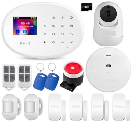 Sistema de Alarma de Seguridad para el hogar, Kit De De Alarma De Casa Inteligente, 4G, gsm, De Seguridad De Alarma Inalámbrico, Control De Cámara IP, Marcación Automática, 8 Idiomas para el hogar,