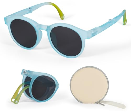 Hifot Plegable Gafas de Sol Polarizadas Gafas Sol Niño Niña Bebé Infantiles Goma Suaves Gafas UV400 Protección Rayos para 3-12 Años