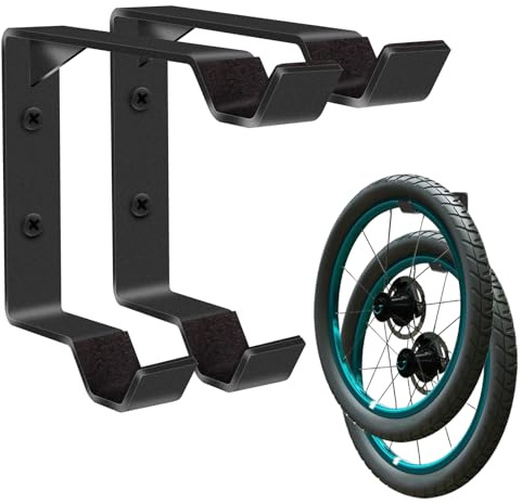 BTXKQTH 2 Pack Bike Wheel Rack Garage Wall Mount, Carbon Steel Storage Hook, Spare Bike Wheel Hangers for Garage, Indoor Vertical Bike Holder, Double Bike Wheel Spare Tire Rack, Easy to Install