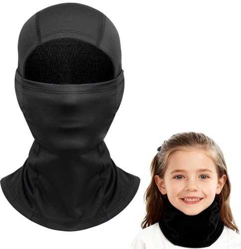 Werownsgso Kinder Sturmhaube Balaclava Winter Winddicht Warm Skimaske Sturmmaske für Jungen Mädchen Elastizität Gesichtsmaske für Outdoor Fahrrad Laufen (DE/NL/SE/PL, Alter, Einheitsgröße, Schwarz)