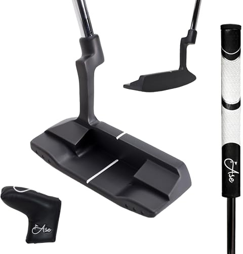 Ase Golf Premium AG-1 Triple Wide Blade Putter - CNC Milled Face for Men & Women with Pistol Grip for Maximum Control and Comfort with Leather Head Cover