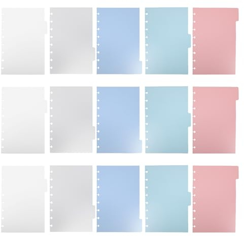 LOLIPPYY 3 Juegos de Separadores de Índice para Carpetas de Anillas Hojas de Índice de Polipropileno Resistente 55X85 con Pestañas Escribibles Separadores de Plástico para